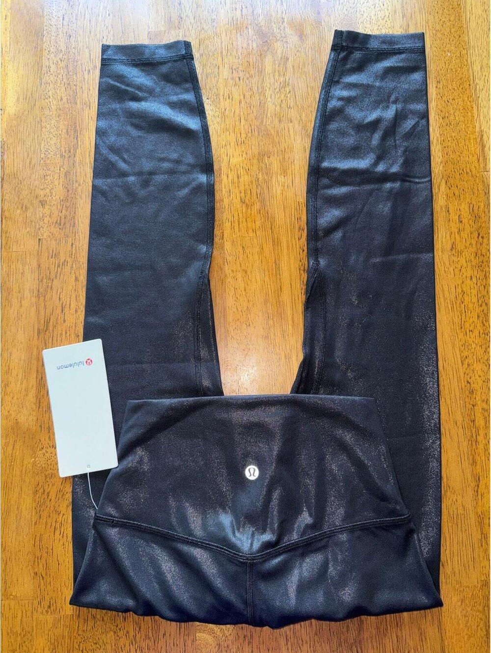 Lululemon Align High Rise 25” Shine Radiate Foil Black Size 4 NWT
